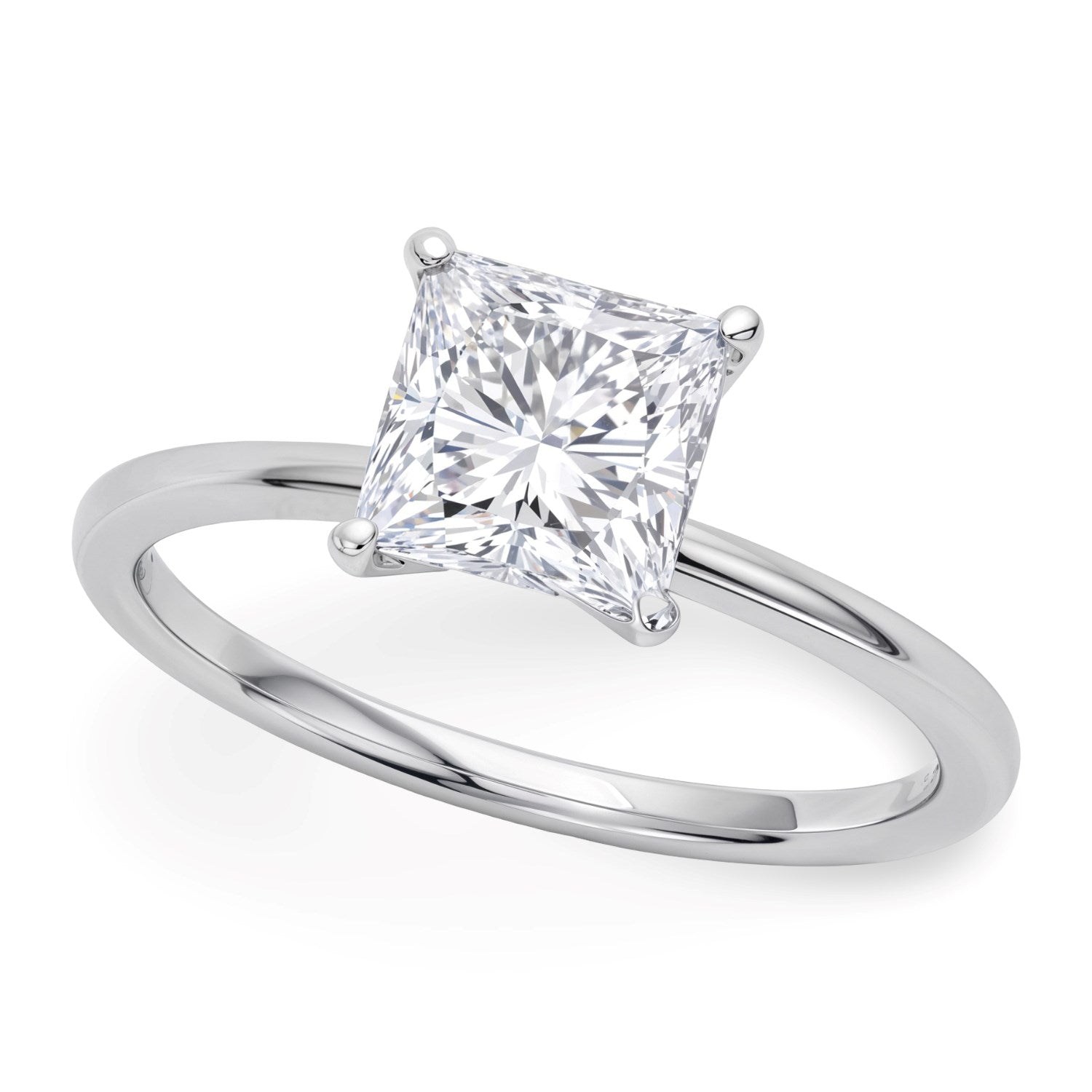 1 1/2 Carat Princess Lab Grown IGI G/VS1 Diamond Solitaire Ring in 10K White Gold