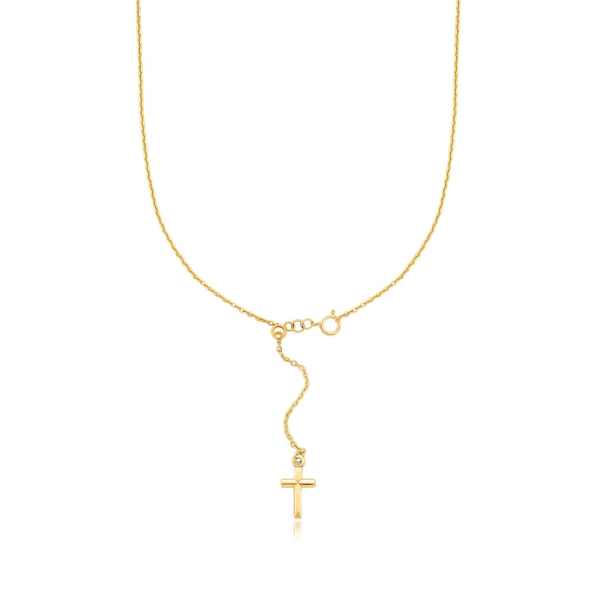 14K Yellow Gold Adjustable Cross Necklace