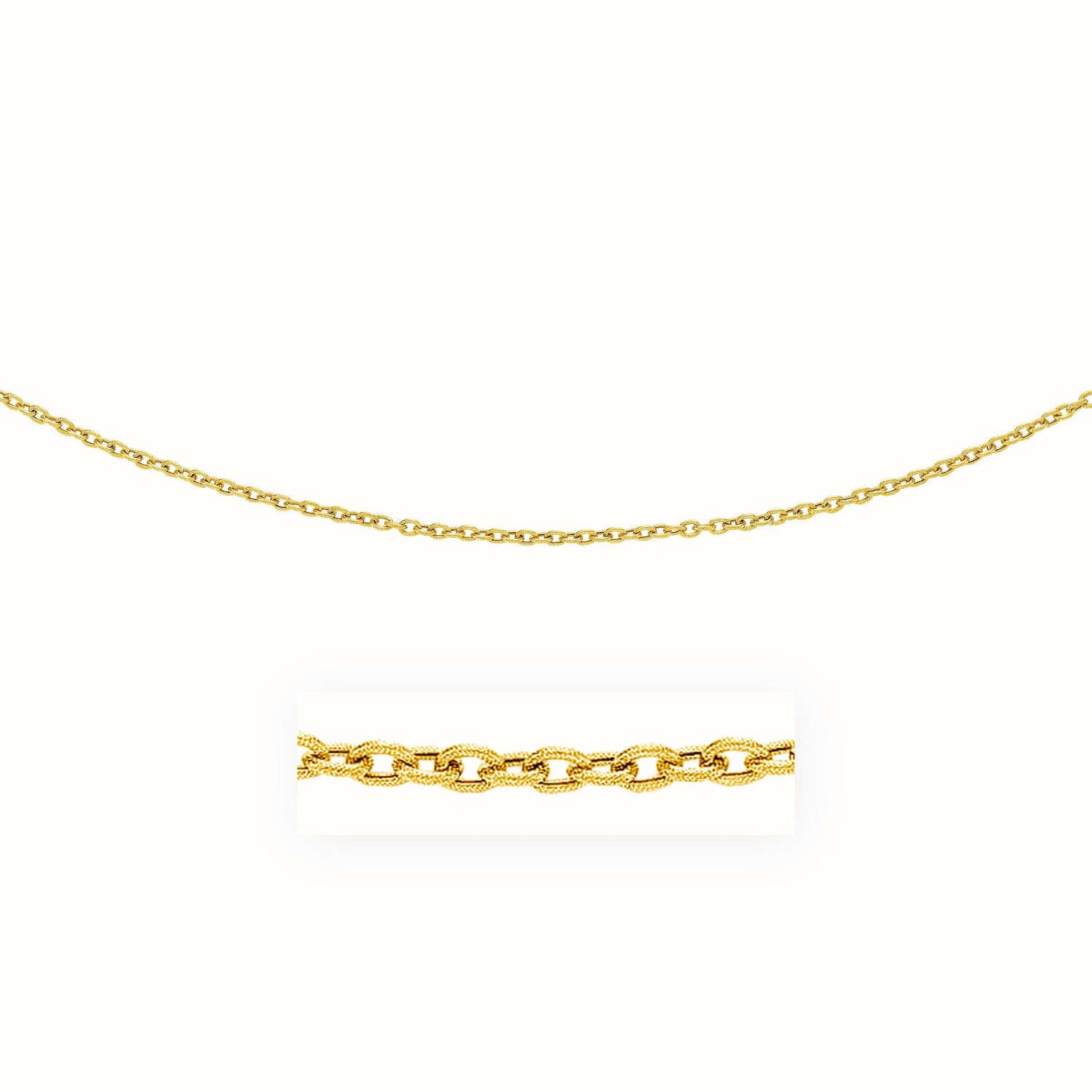 14k Yellow Gold Pendant Chain with Textured Links (3.30 mm)