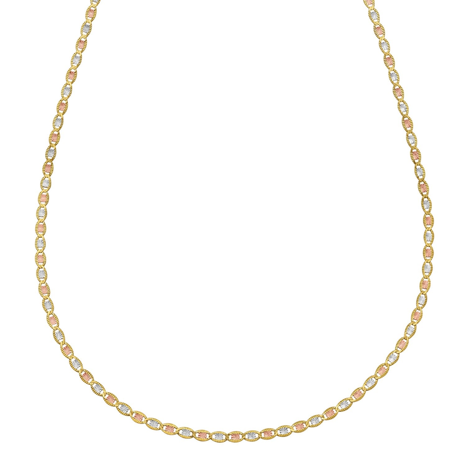14K Tri Color Gold Pave Valentino Chain (2.00 mm)
