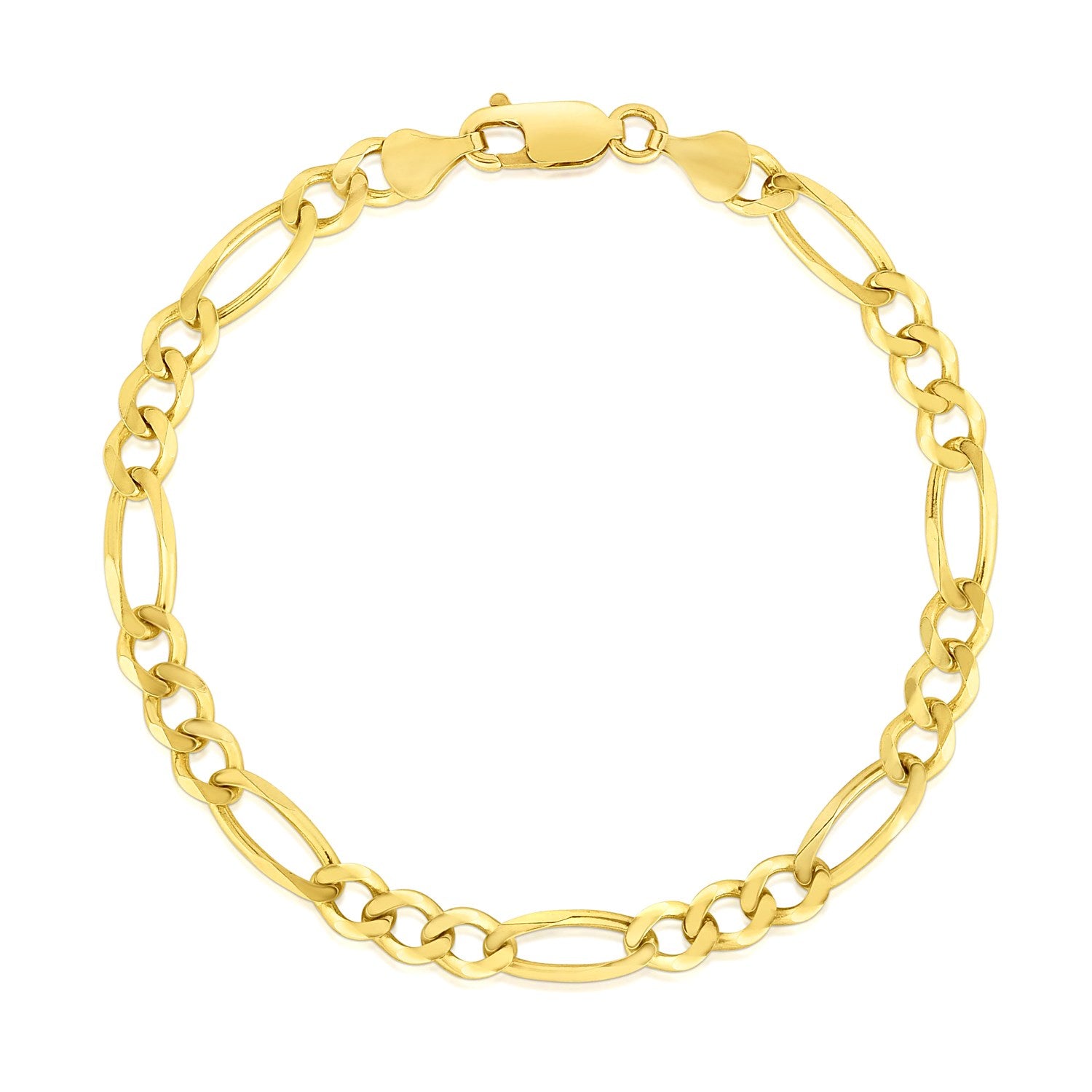 14k Yellow Gold Solid Figaro Bracelet (4.50 mm)