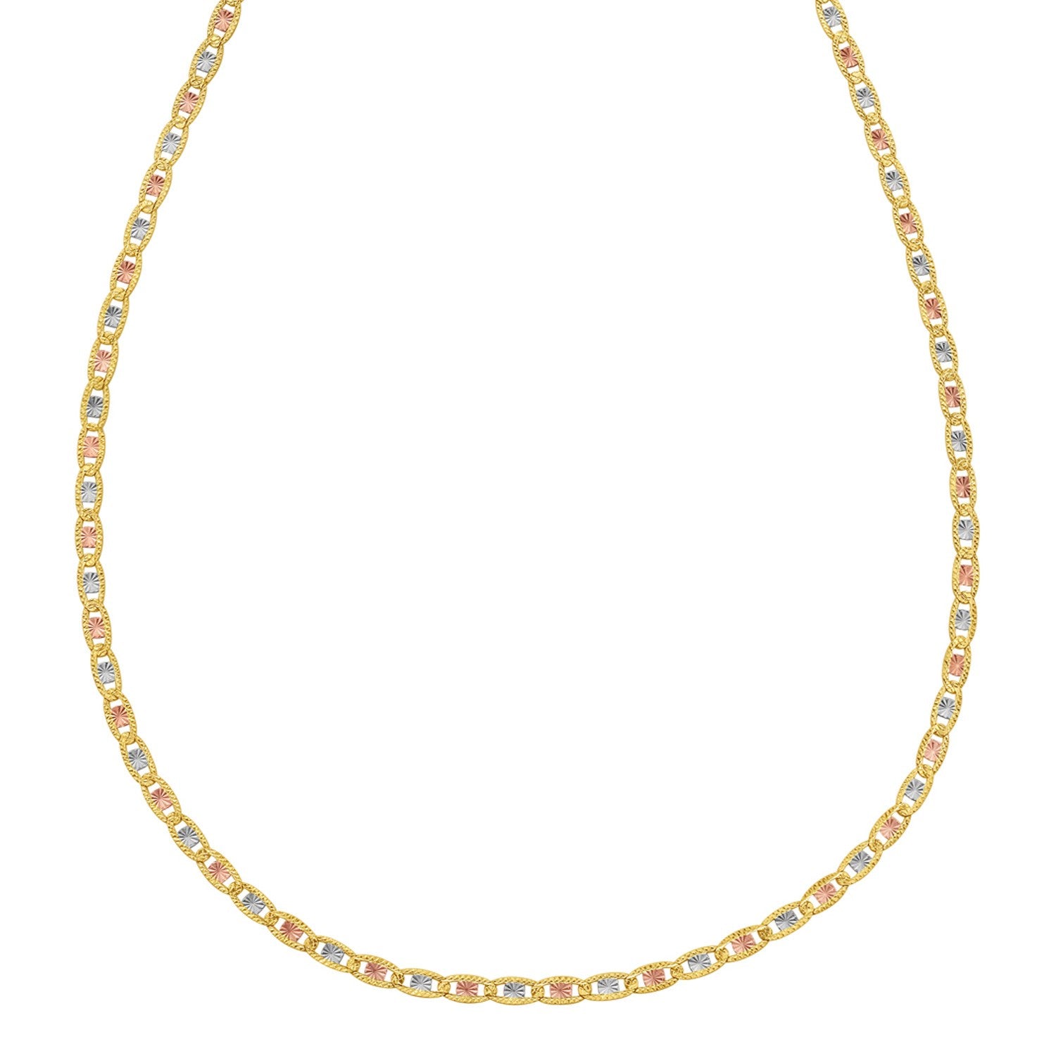 14K Tri Color Gold Pave Valentino Chain (2.50 mm)