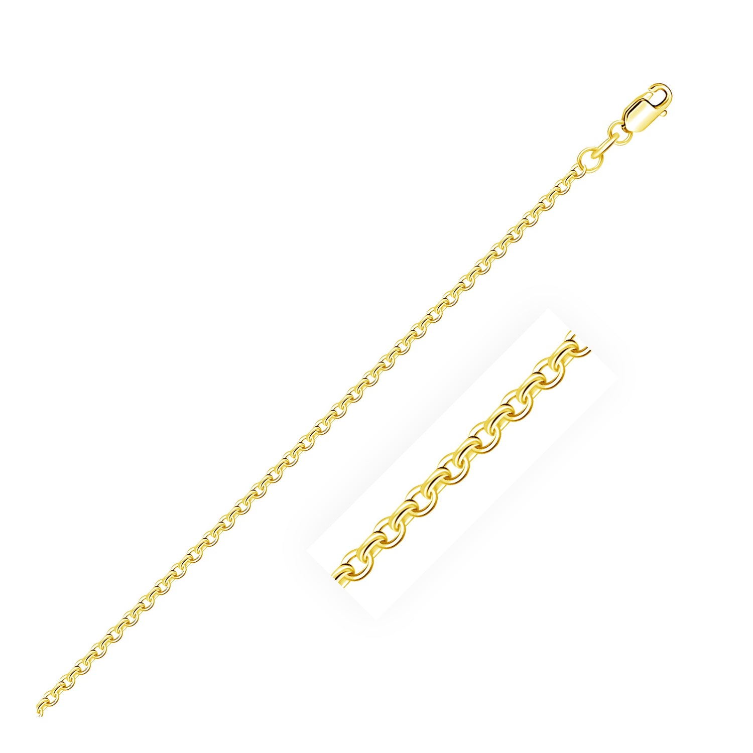 14k Yellow Gold Diamond Cut Cable Link Chain (1.90 mm)