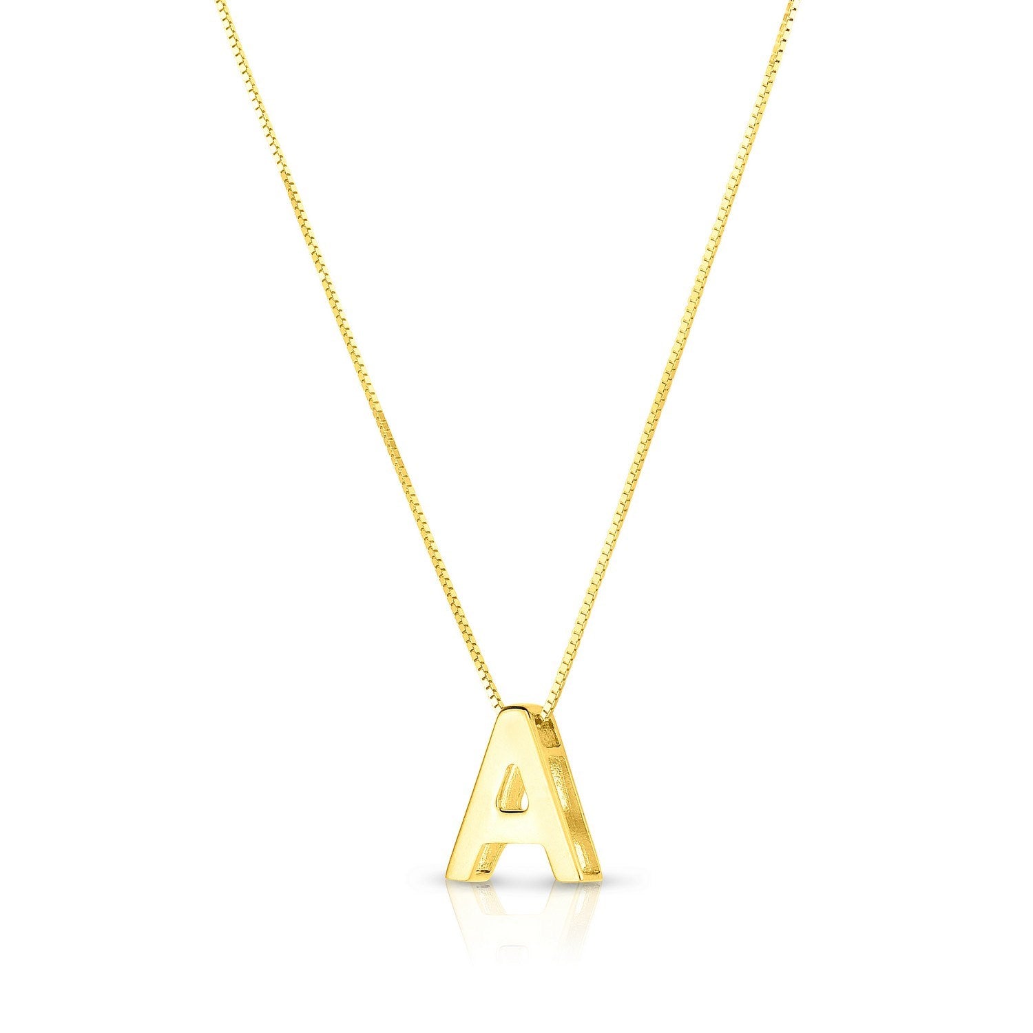 14K Yellow Gold Yours Truly Block Letter Initial Necklace