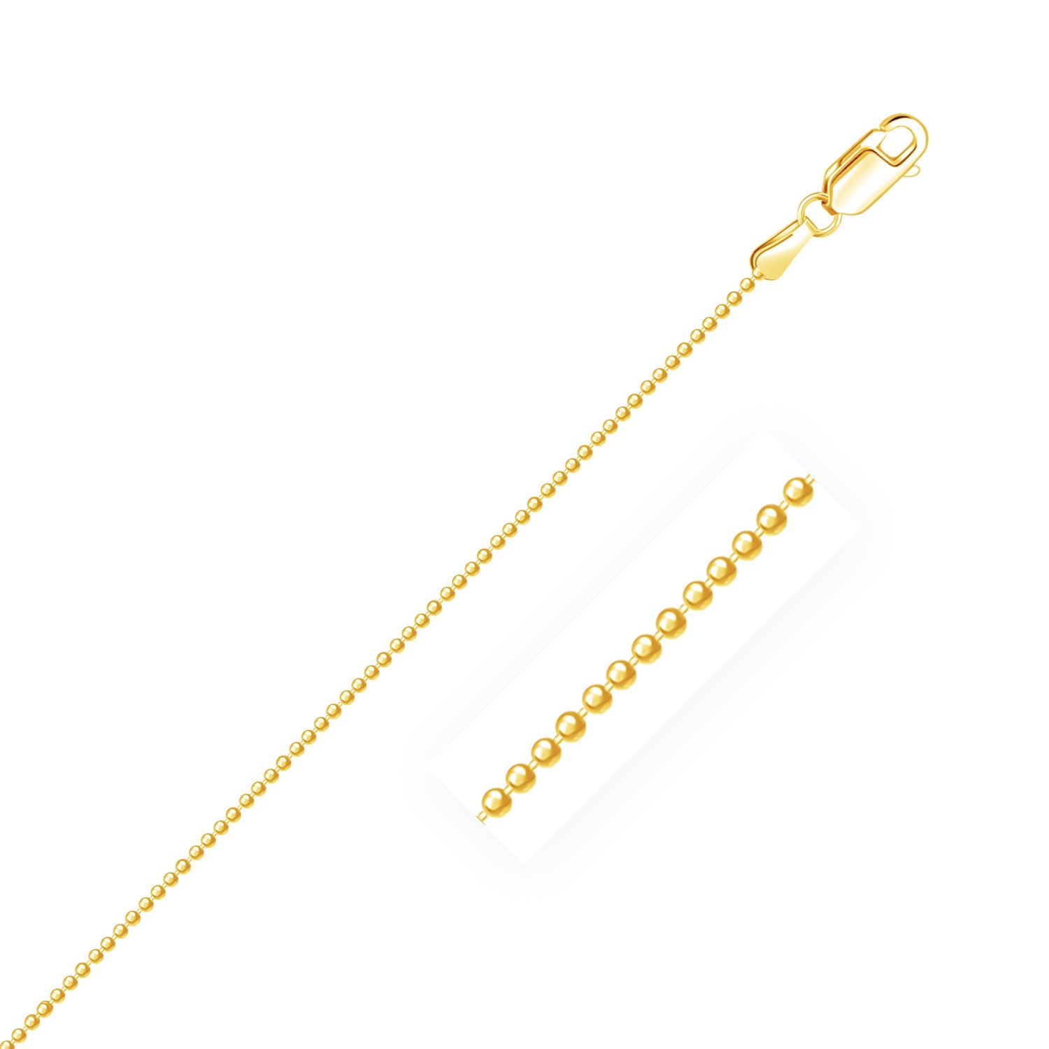 14k Yellow Gold Diamond-Cut Bead Chain (1.10 mm)