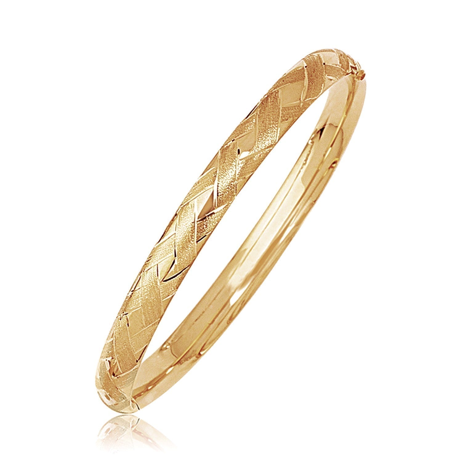 Gold Bangle Gold Domed Weave Motif Gold Bangle 