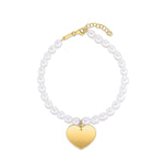 Gold Pearl Bracelet Pearl Heart Gold Bracelet