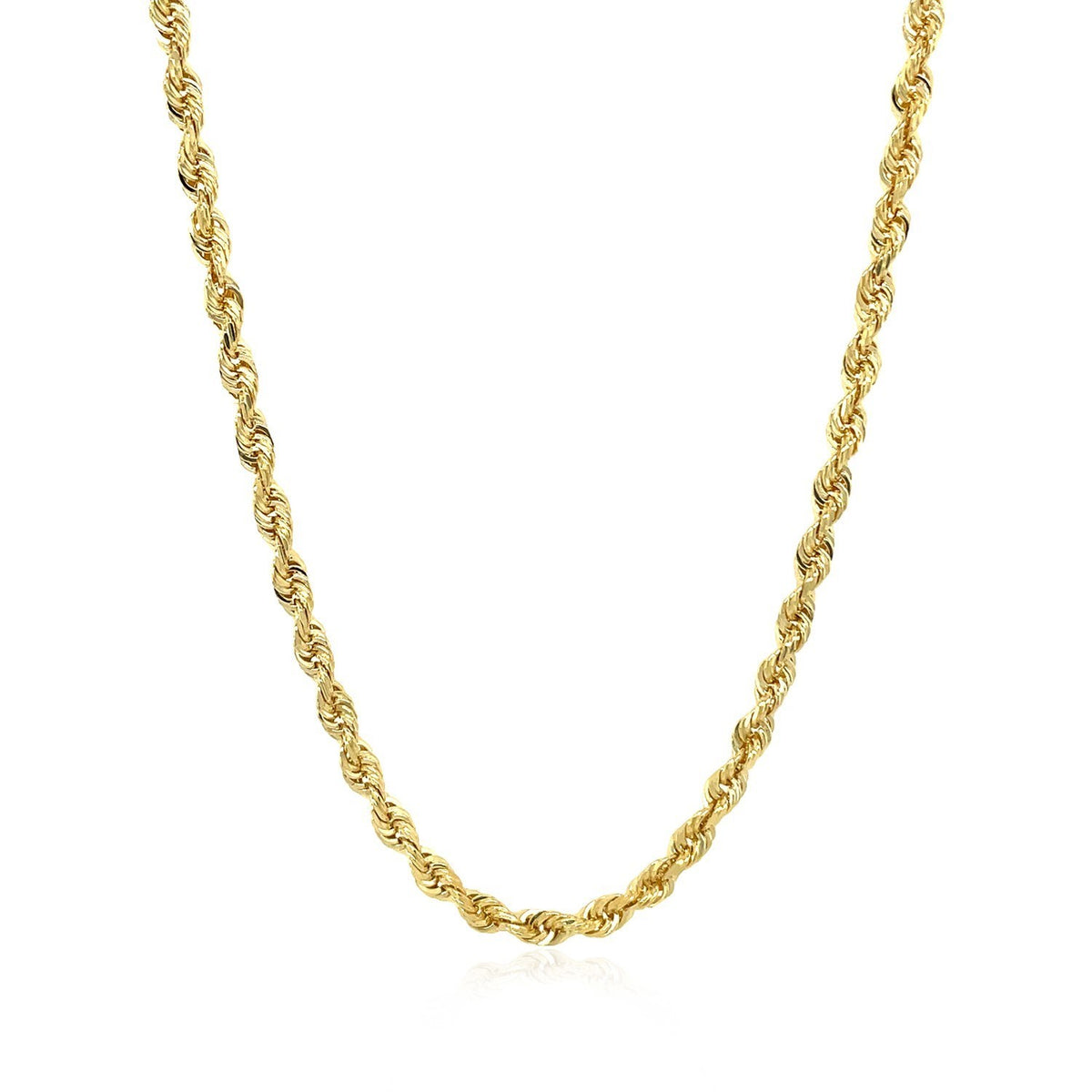 14k Yellow Gold Solid Diamond Cut Rope Chain (1.40 mm)