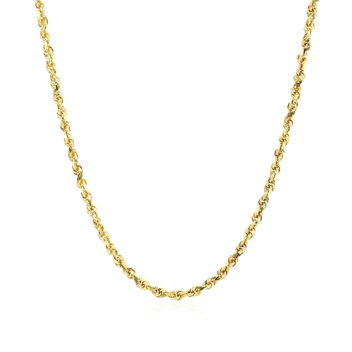 2.25 mm 14K Yellow Gold Solid Diamond Cut Rope Chain