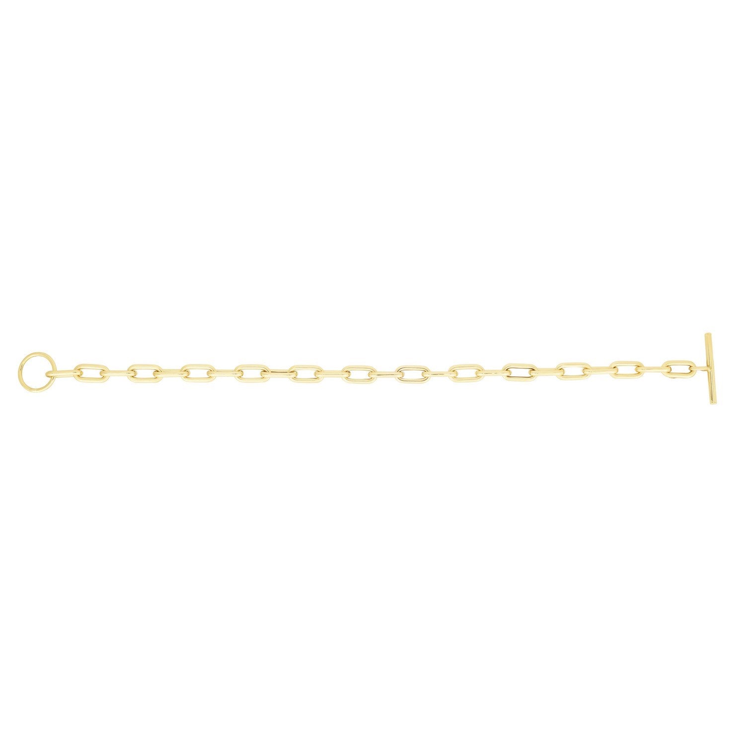 14K Yellow Gold Paperclip Toggle Link Necklace
