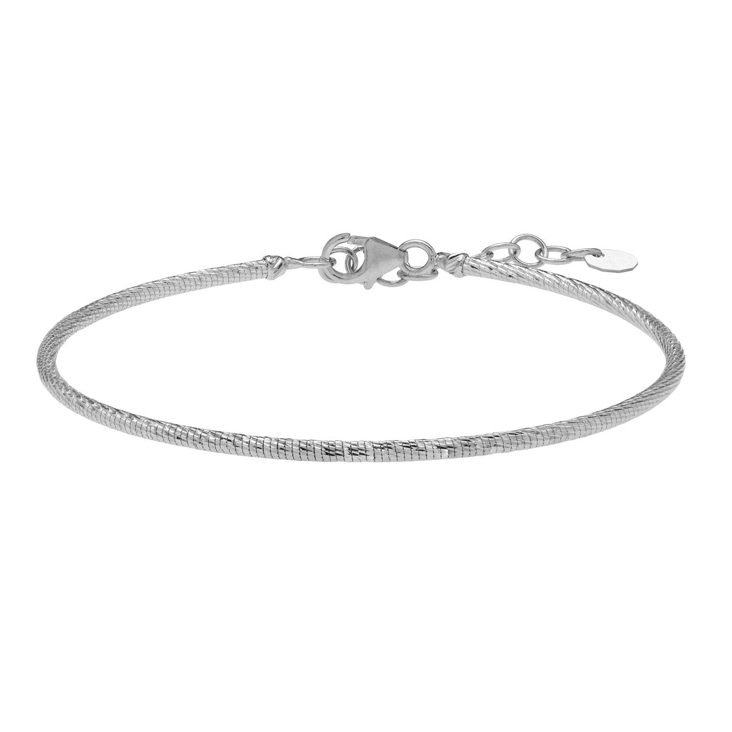 14K White Gold Diamond Cut Stack Bangle Bracelet (1.80 mm)