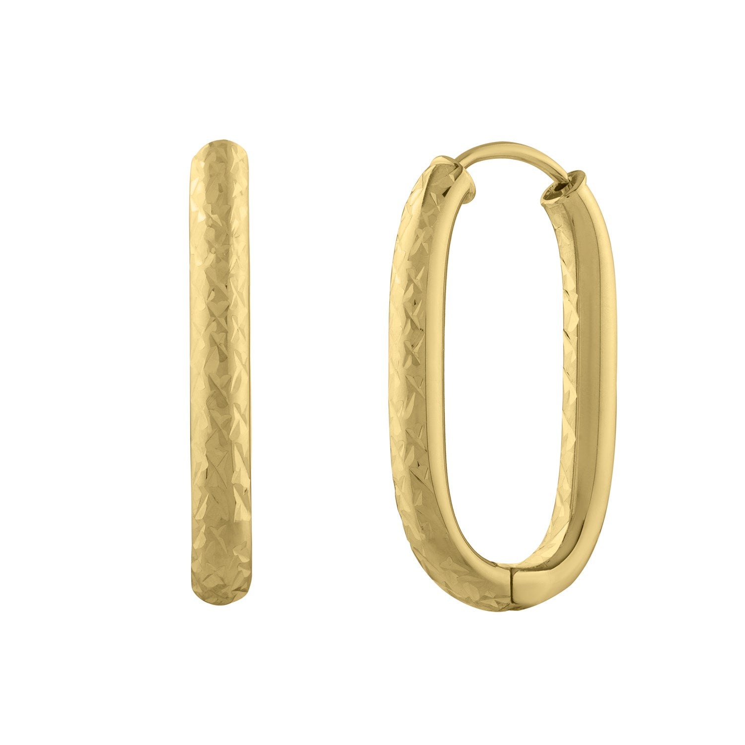 Endless Engraved Paperclip Hoop Earrings in 14K Yellow Gold