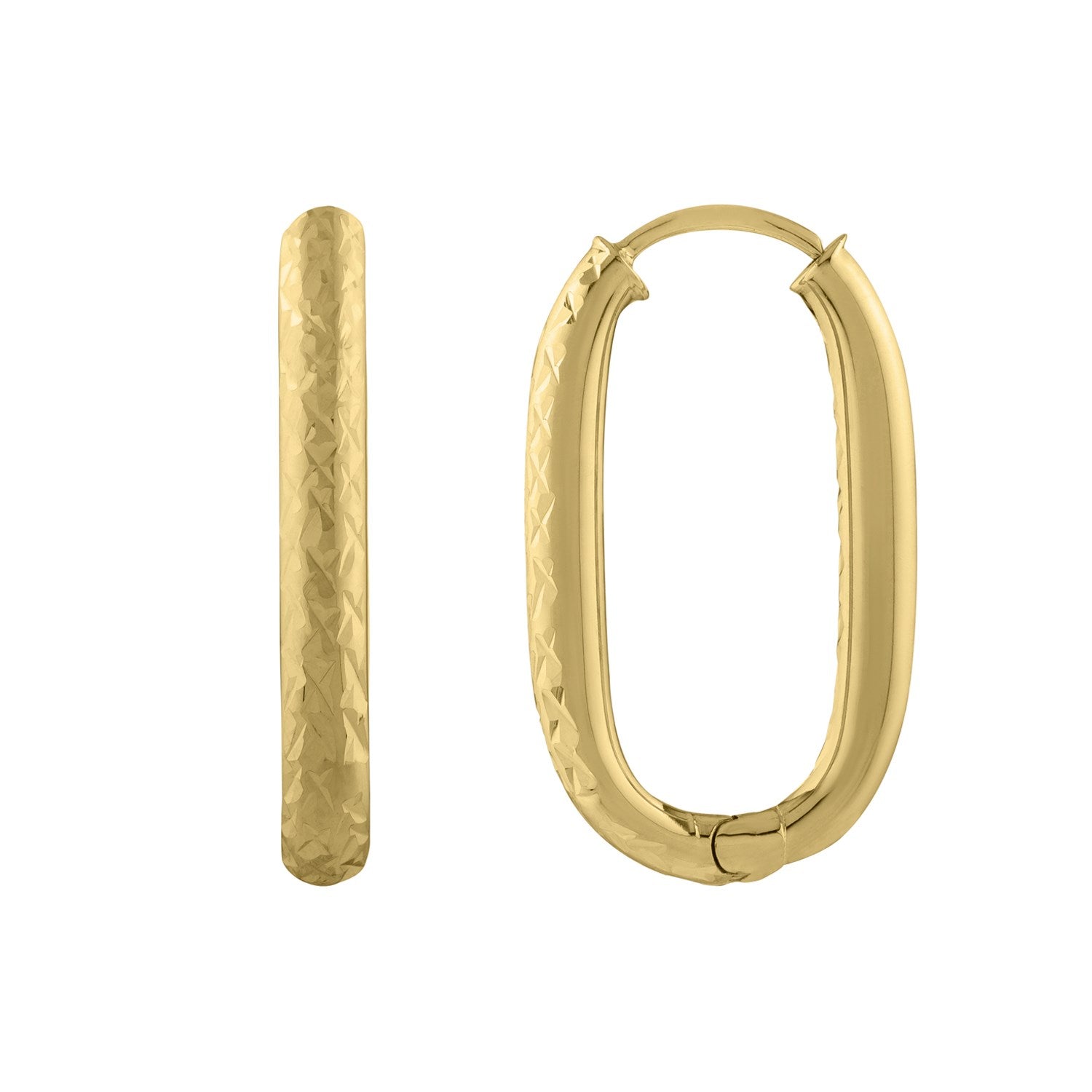 Endless Engraved Paperclip Hoop Earrings in 14K Yellow Gold