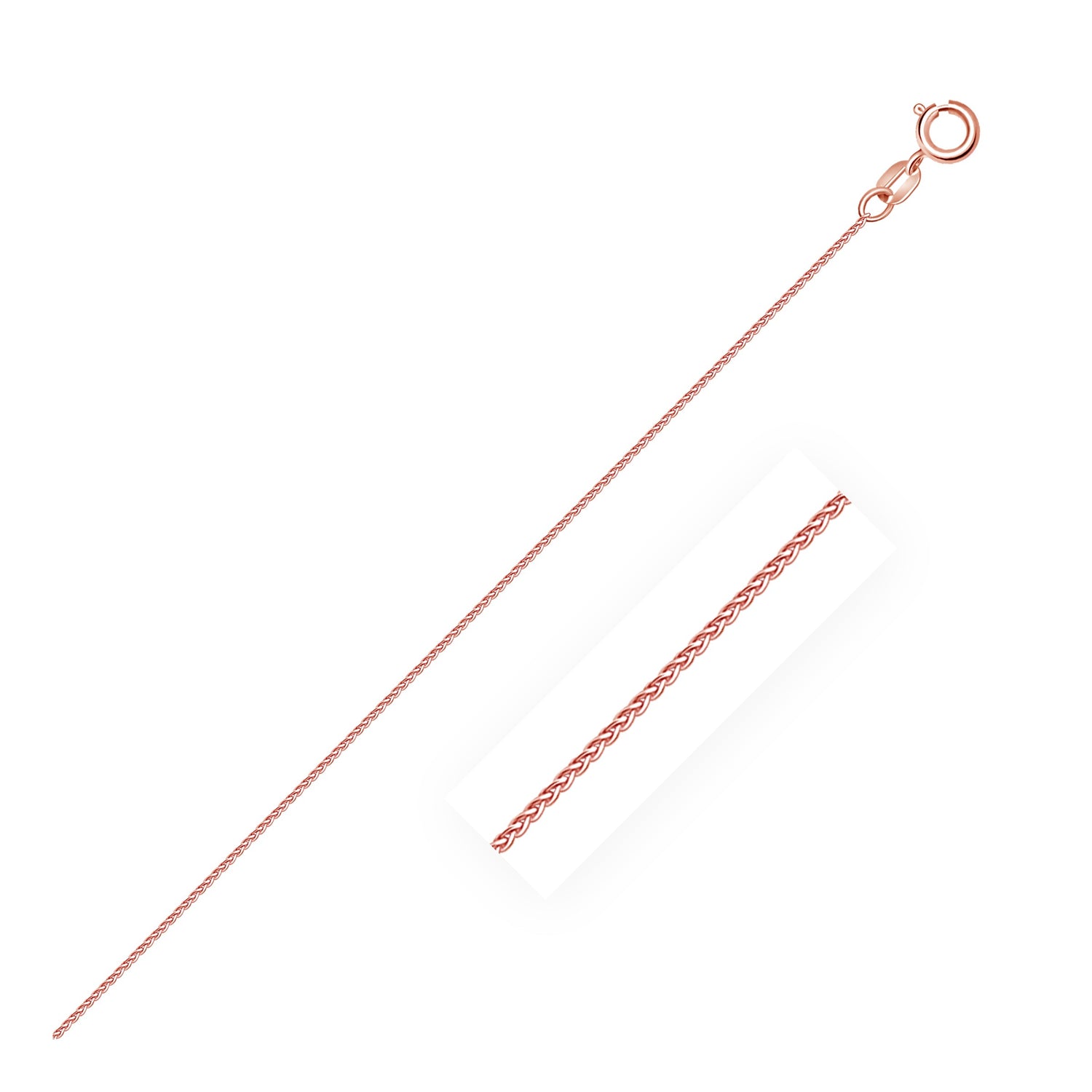 14k Rose Gold Diamond Cut Round Wheat Chain (0.60 mm)