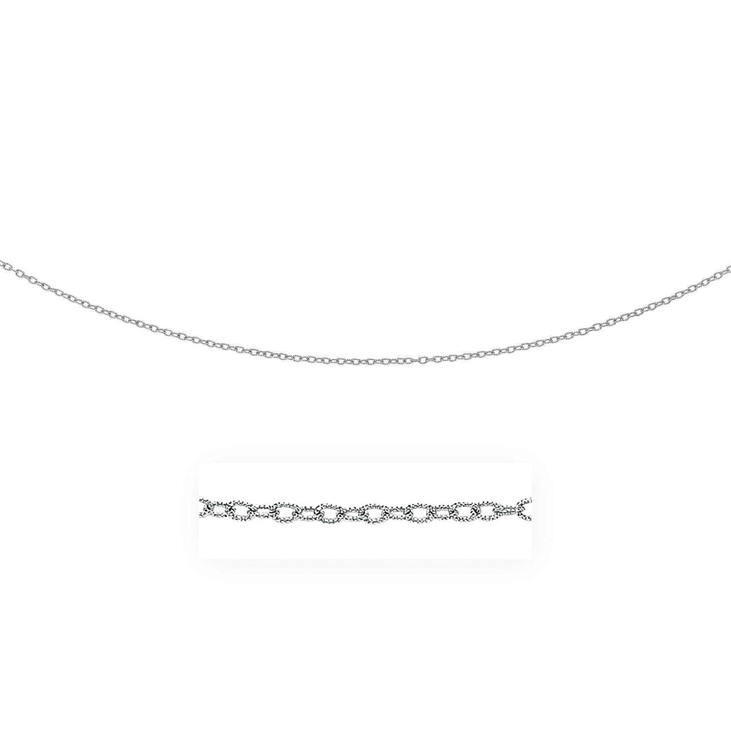 14k White Gold Pendant Chain with Textured Links (2.30 mm)