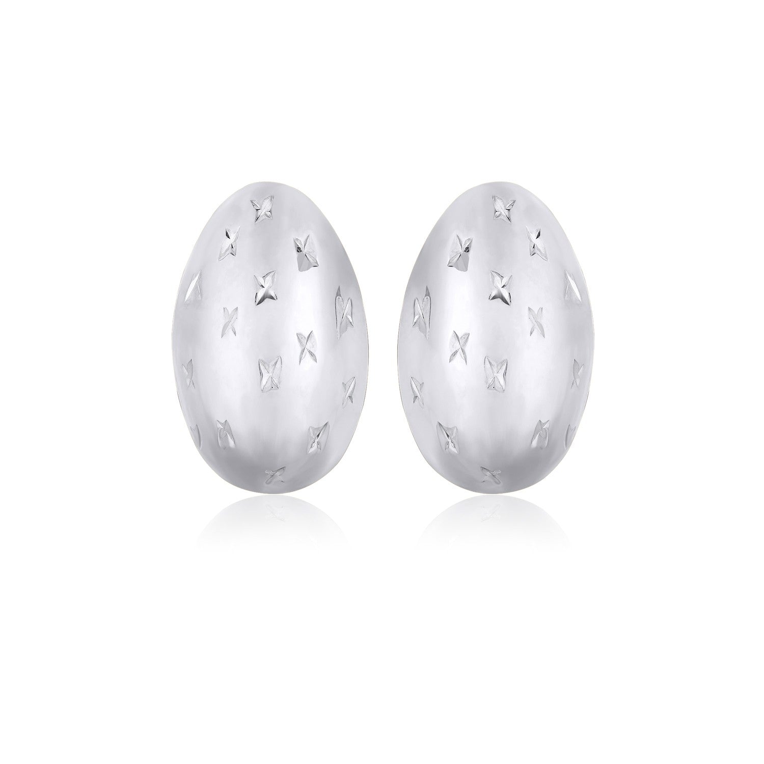 14K Gold Sparkle Kiss Diamond-cut Oval Stud Earrings