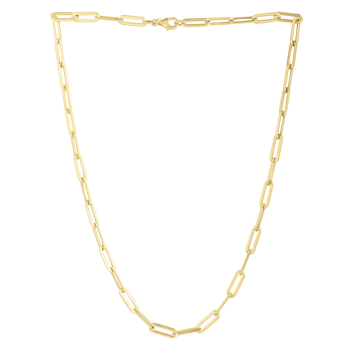 14k Yellow Gold Long Domed Paperclip Chain Necklace (4.80 mm)