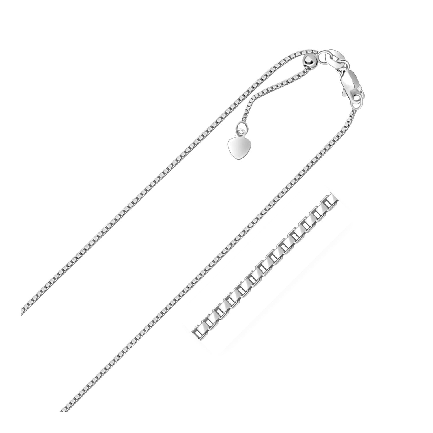 14k White Gold Adjustable Box Chain (1.10 mm)