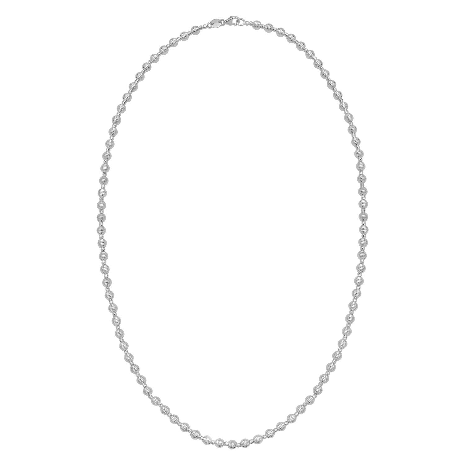 14K White Gold Disco Diamond Cut Bead Chain (4.00 mm)