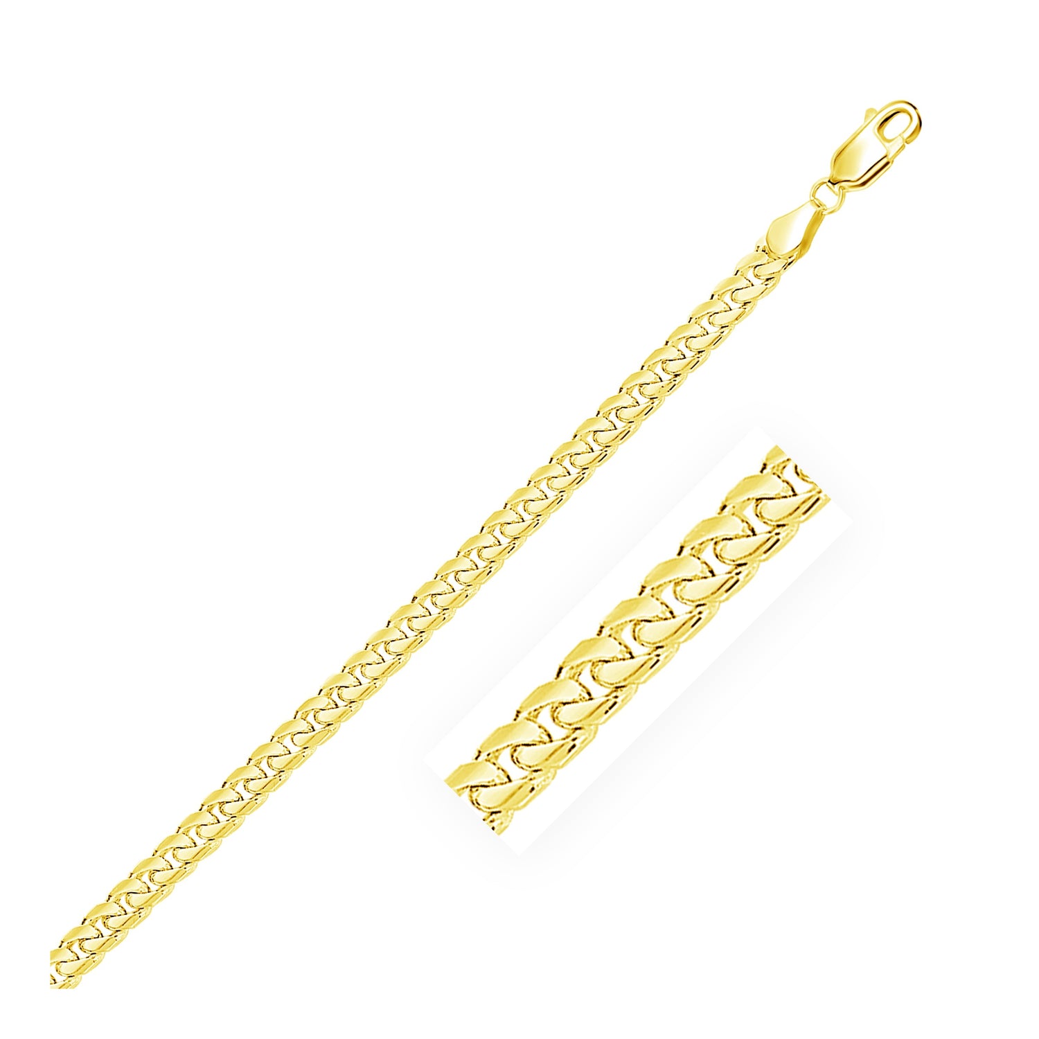 14k Yellow Gold Solid Miami Cuban Bracelet (5.00 mm)