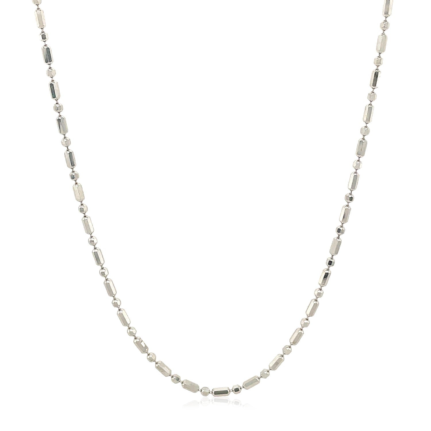 14k White Gold Diamond-Cut Alternating Bead Chain (1.30 mm)