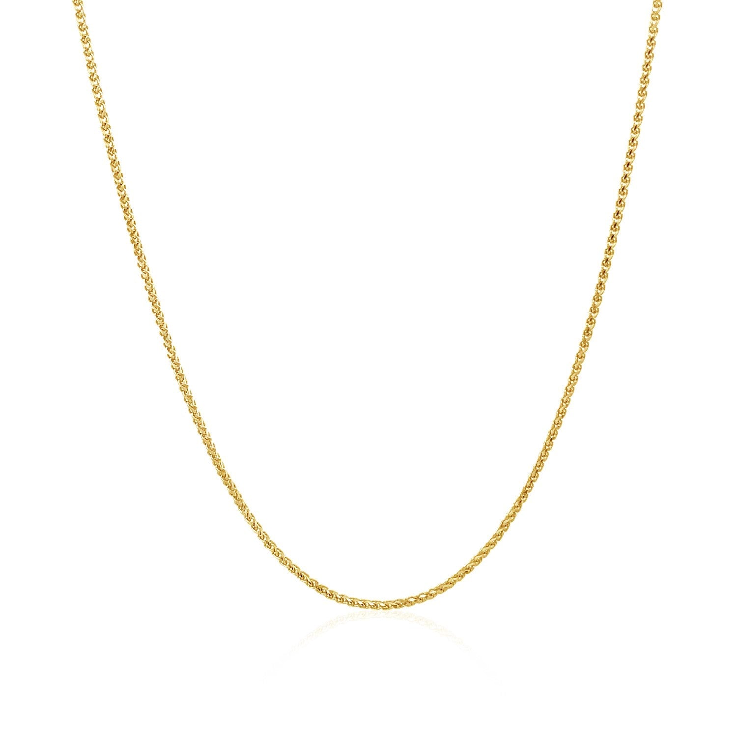 14k Yellow Gold Diamond Cut Round Wheat Chain (1.00 mm)