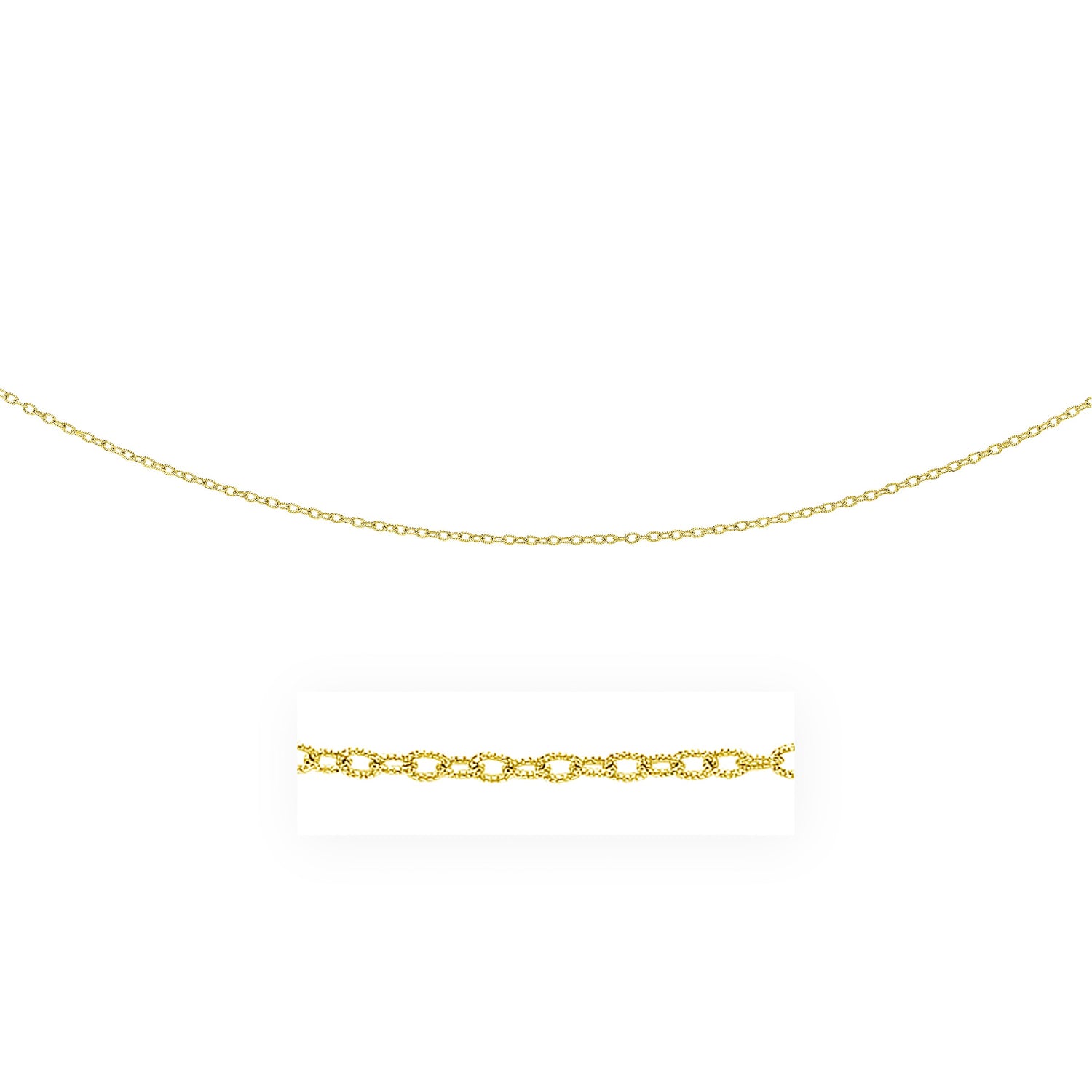 14k Yellow Gold Pendant Chain with Textured Links (2.50 mm)