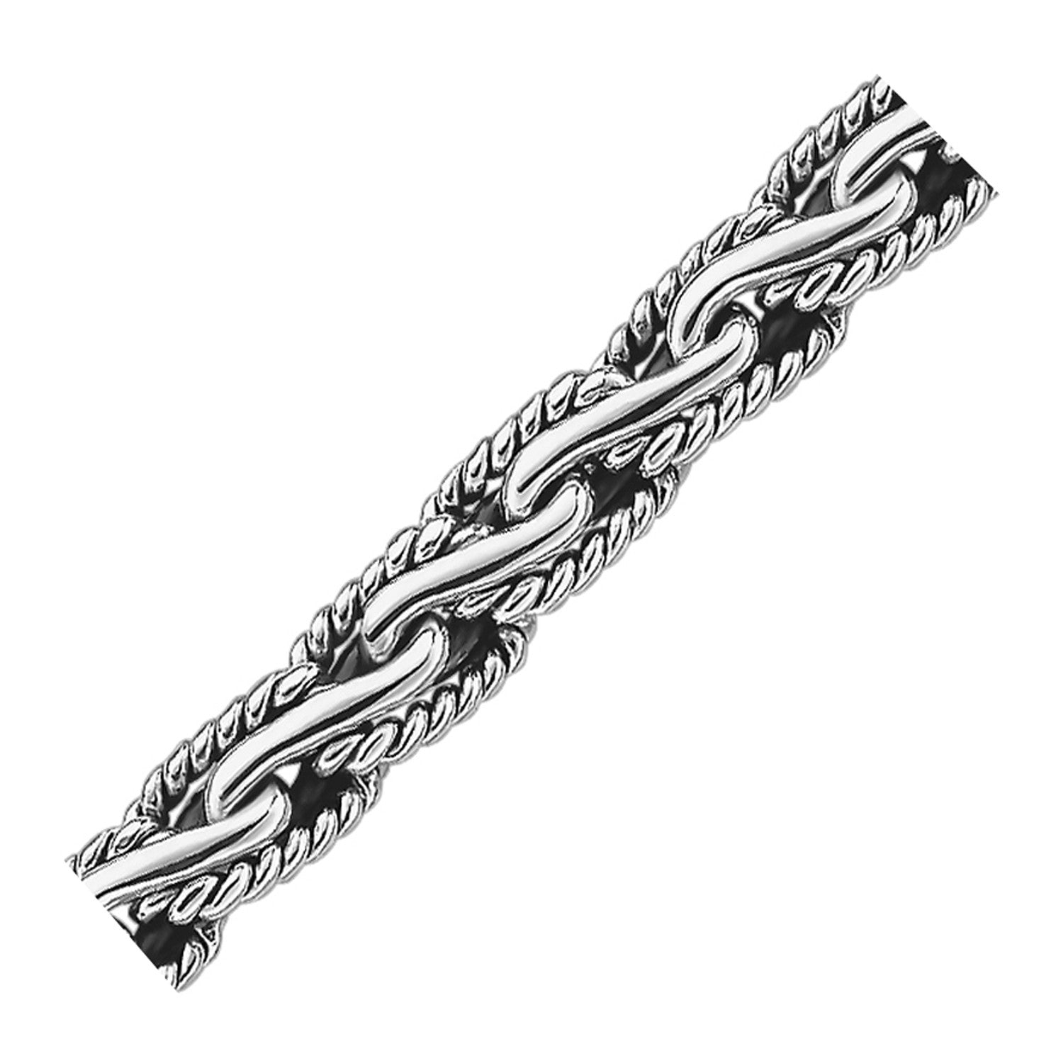 Oxidized Sterling Silver Mens Chain Bracelet in a Cable Motif (8.50 mm)