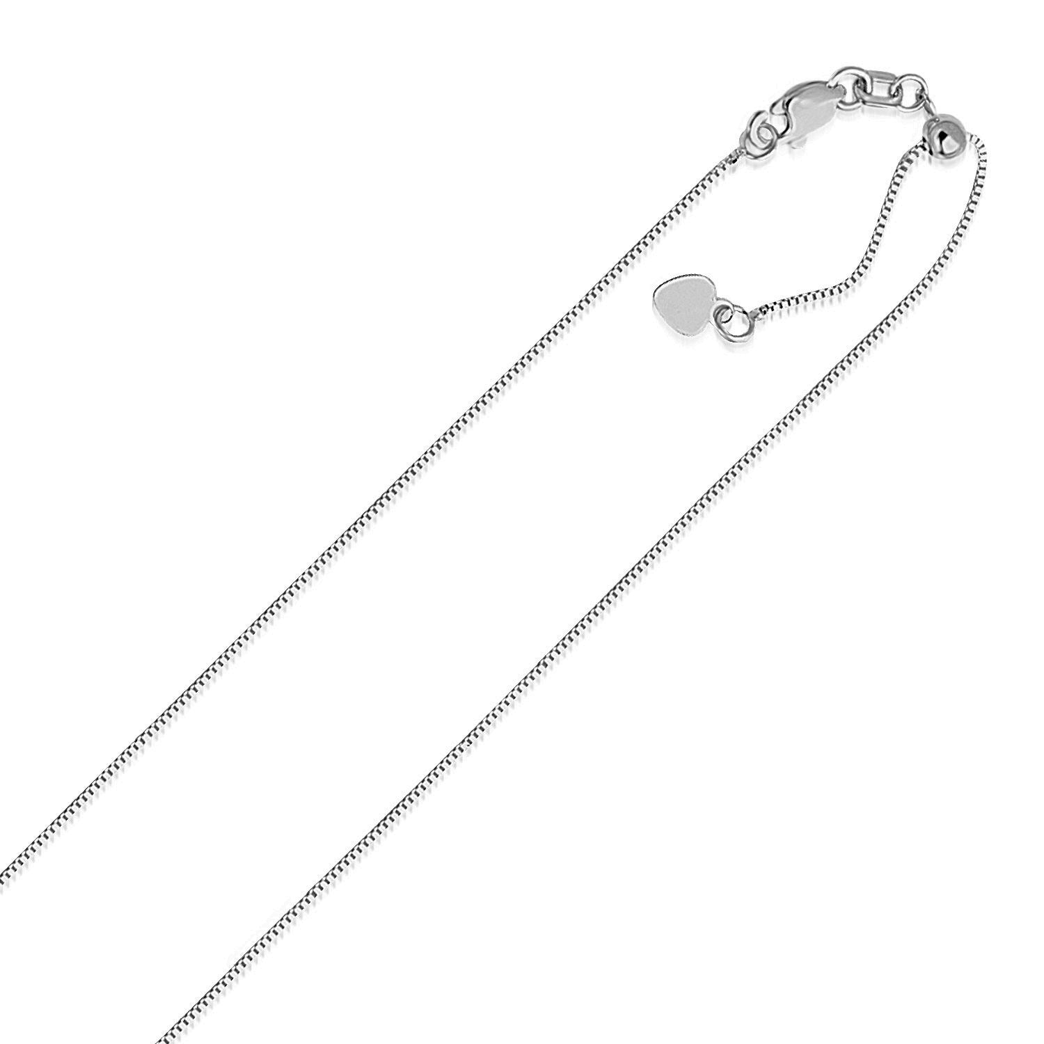 14k White Gold Adjustable Box Chain (0.70 mm)