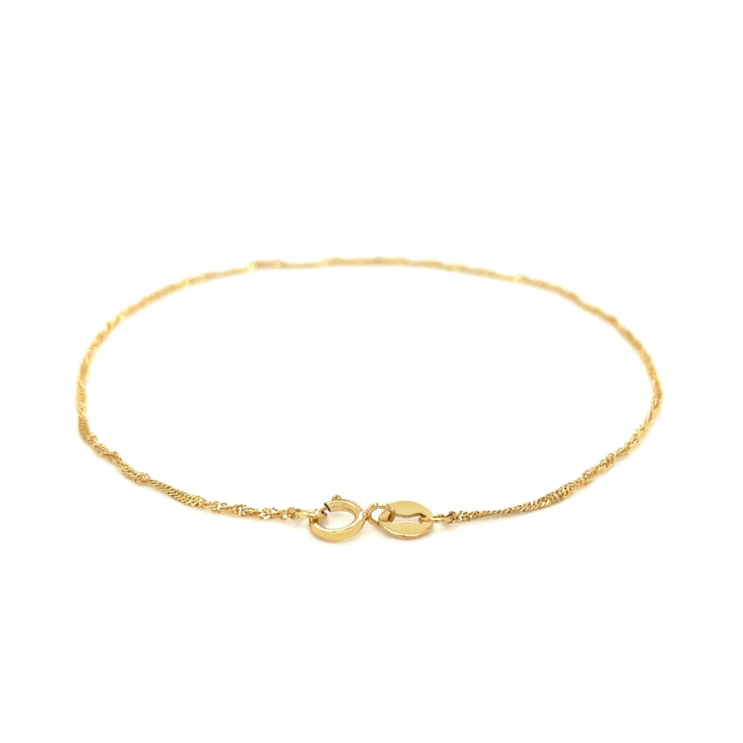 14k Yellow Gold Singapore Bracelet (1.10 mm)