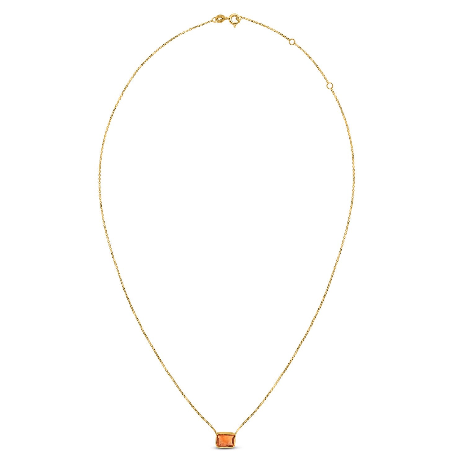 14K Yellow Gold Emerald Cut Citrine Necklace