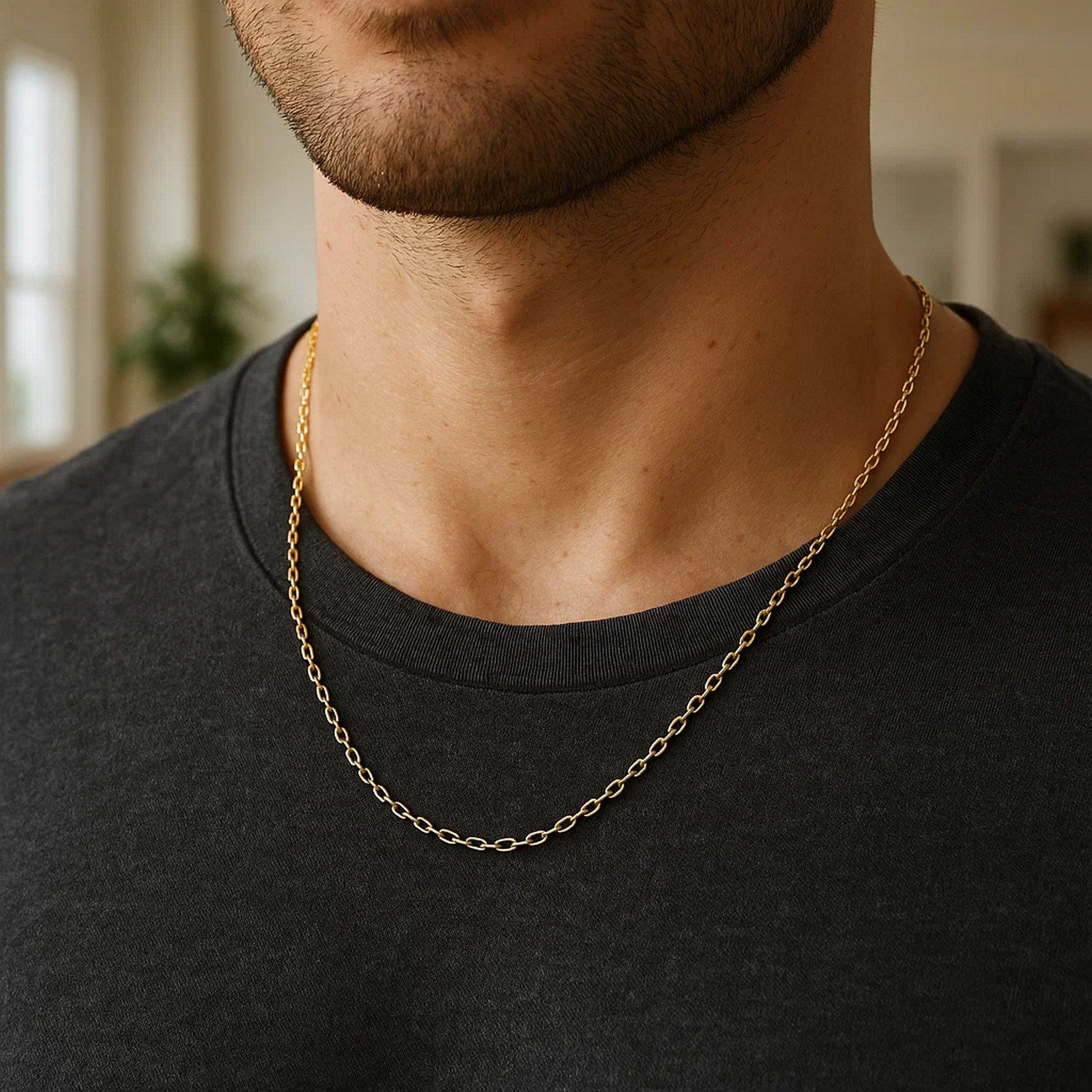 14k Yellow Gold Oval Cable Link Chain (1.20 mm)