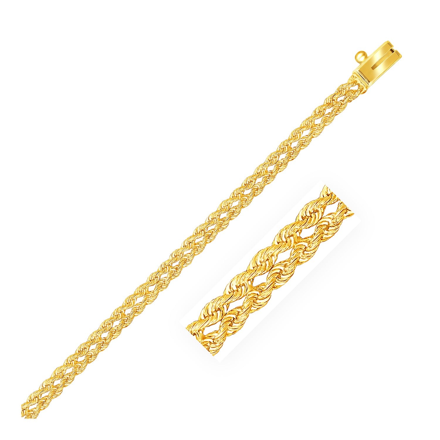 14k Yellow Gold Two Row Rope Bracelet  (3.40 mm)