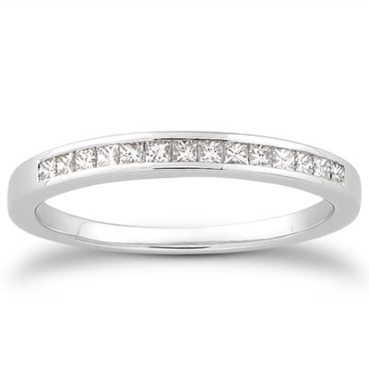 14k White Gold Channel Set Princess Diamond Wedding Ring Band