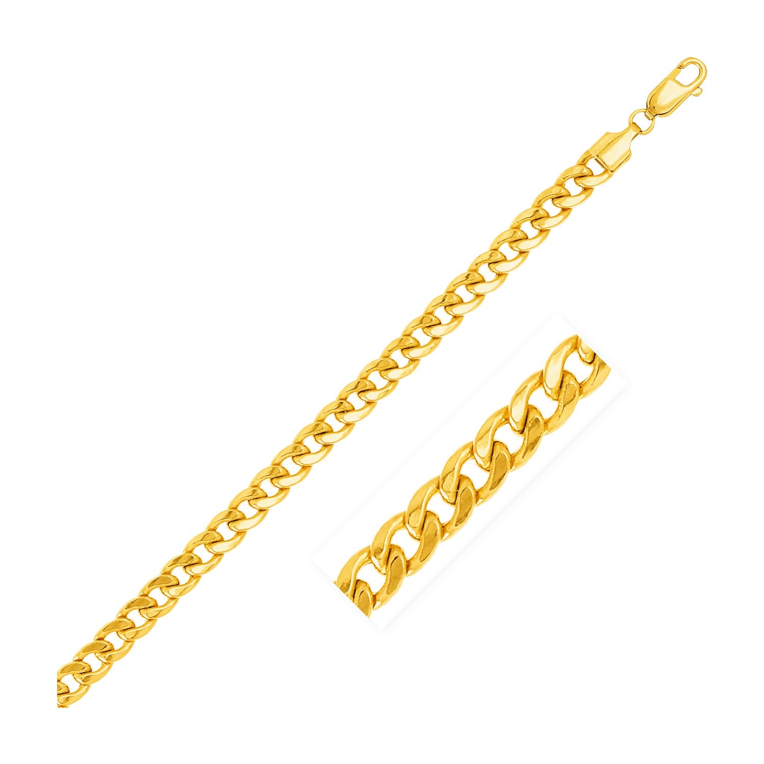 14k Yellow Gold Miami Cuban Semi Solid Bracelet (5.50 mm)