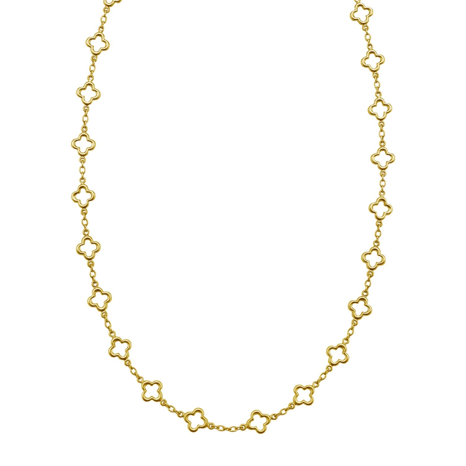 14K Yellow Gold Clover Link Necklace (7.00 mm)