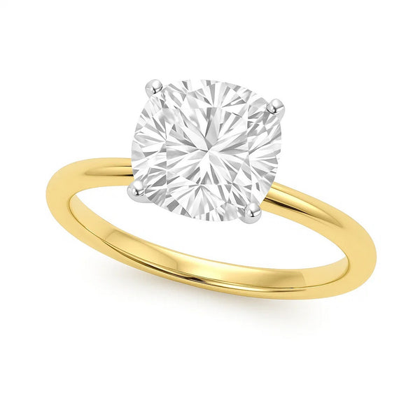 5 Carat Cushion Lab Grown IGI G/VS1 Diamond Solitaire Ring in 10K Gold