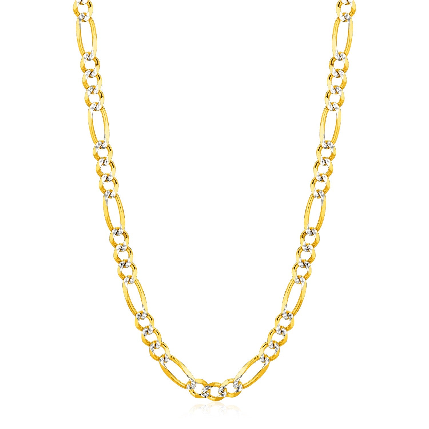 14K Yellow Gold Solid Pave Figaro Chain (5.90 mm)