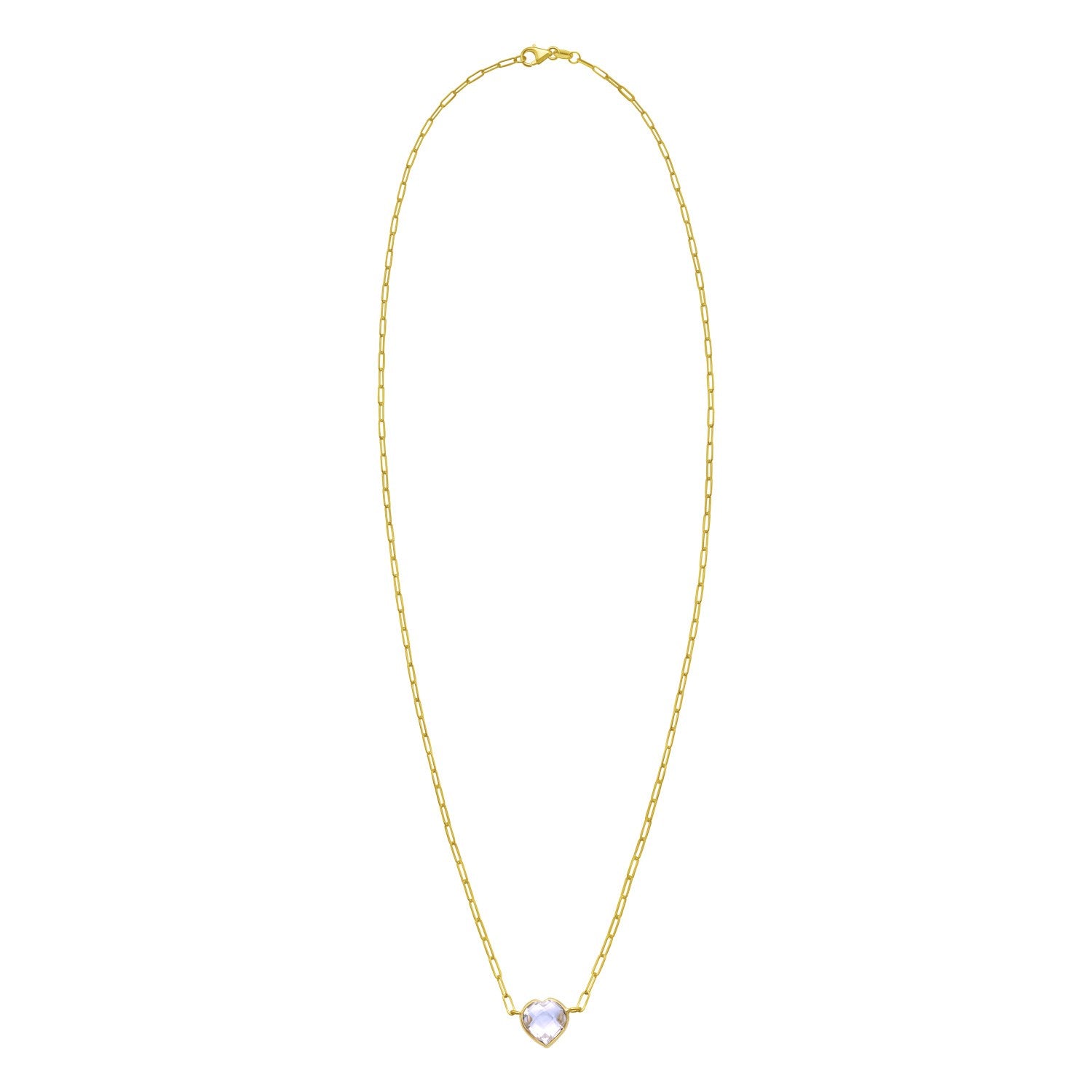 14K Yellow Gold White Topaz Heart Necklace (1.50 mm)