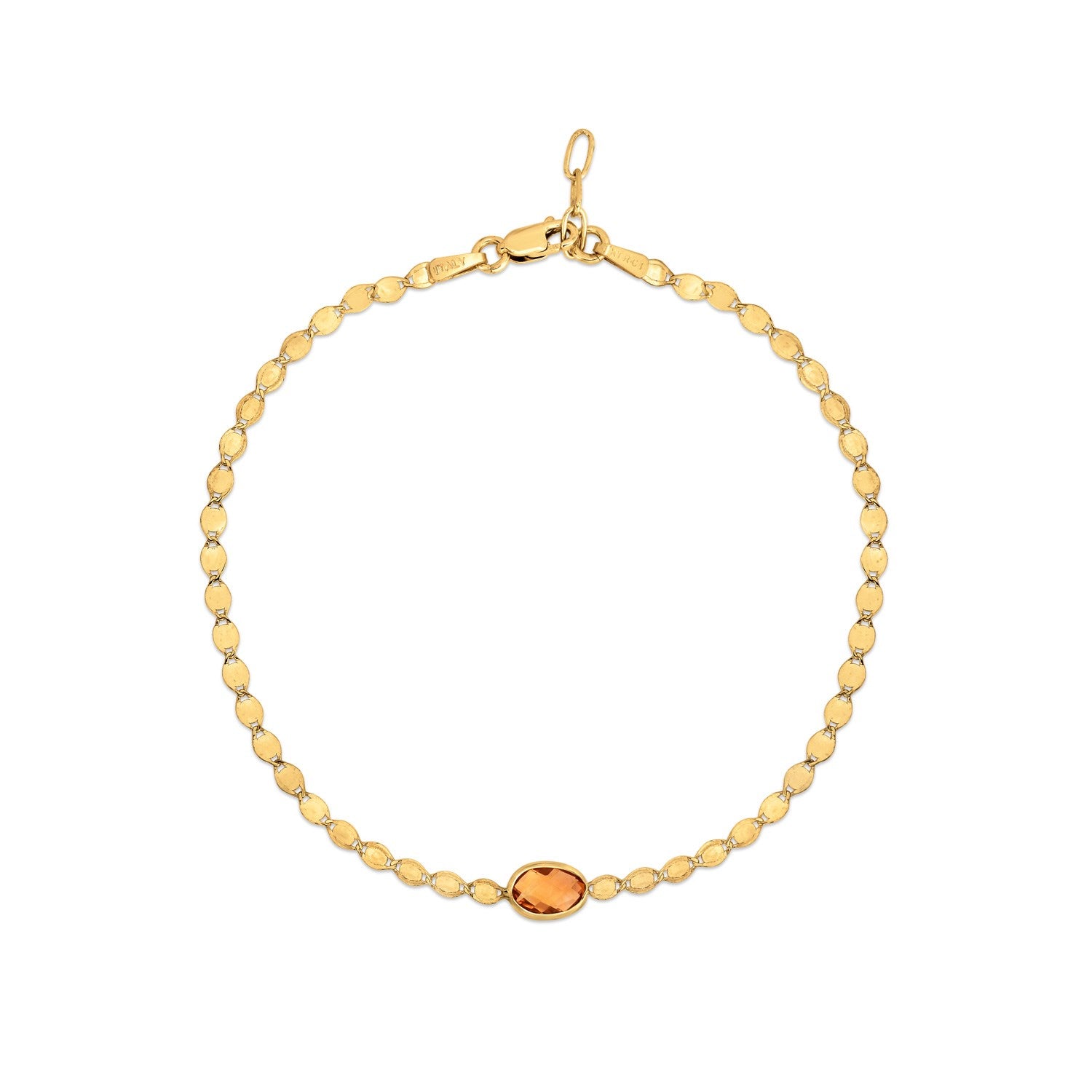 14K Yellow Gold Citrine Mirrored Chain Bracelet (2.20 mm)