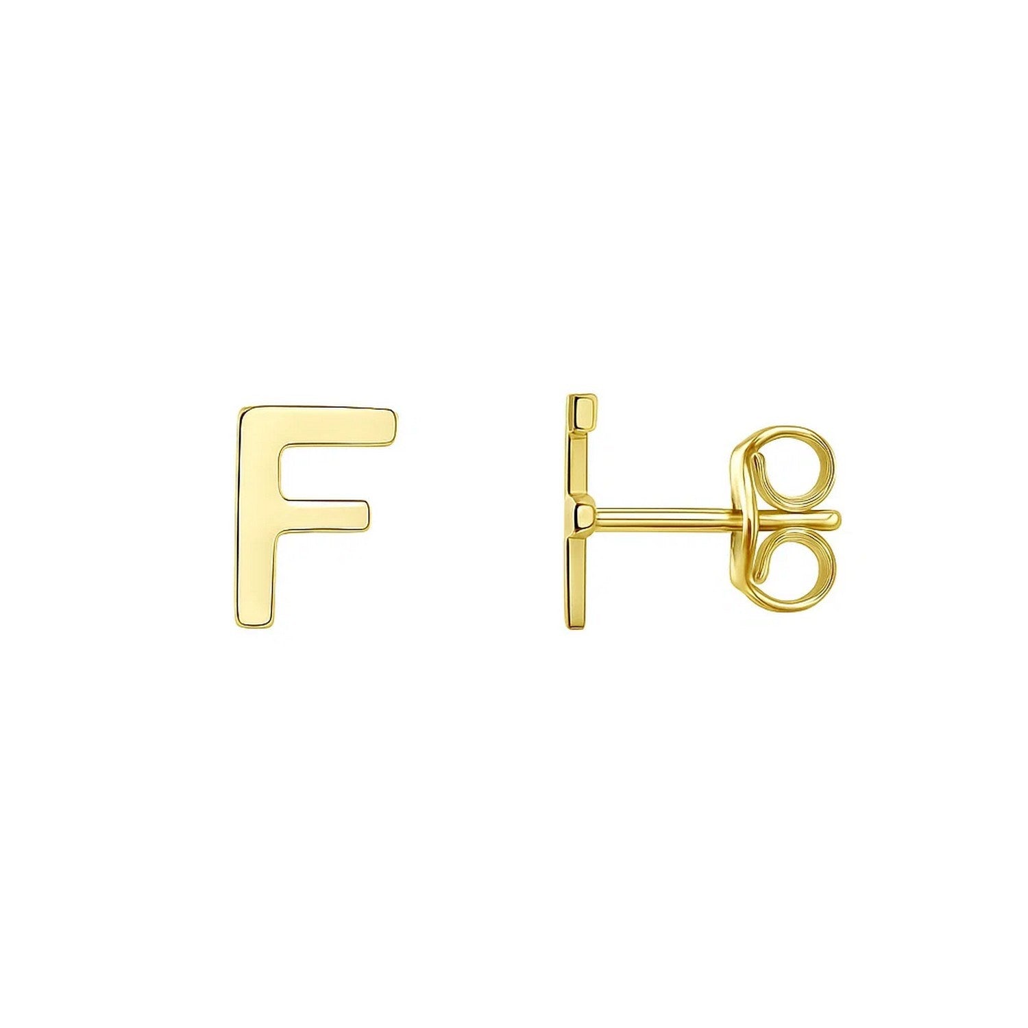 14K Yellow Gold Yours Truly Initial F Stud Earrings