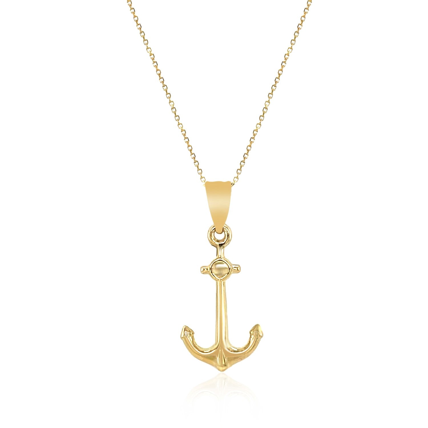 14k Yellow Gold Cable Chain with Anchor Pendant