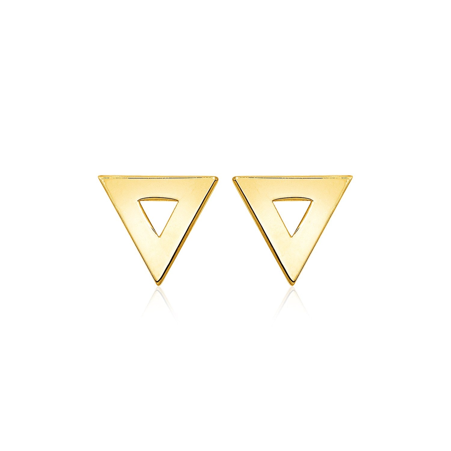 14k Yellow Gold Polished Open Triangle Post Earrings