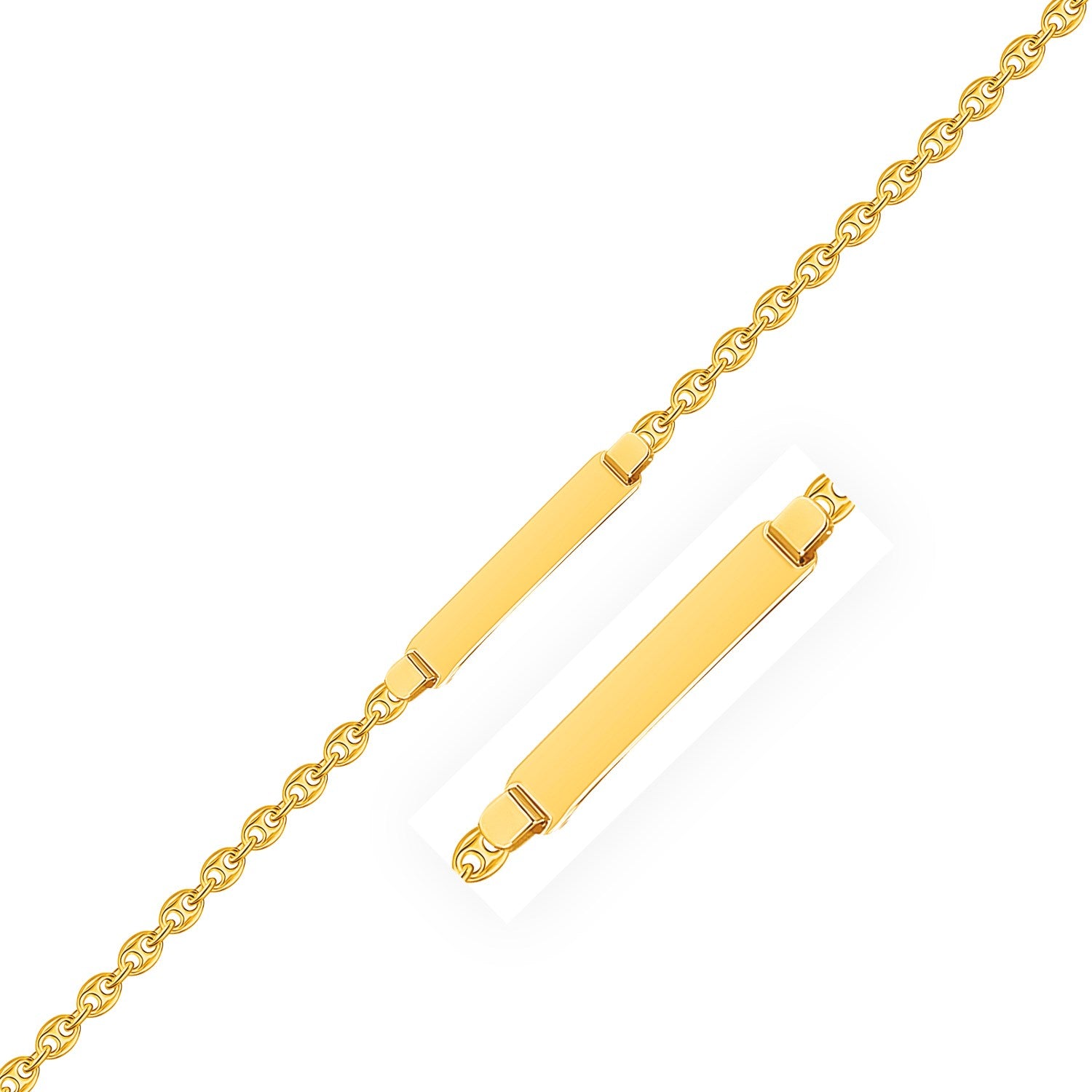 14k Yellow Gold Puffed Mariner Link Childrens ID Bracelet (3.30 mm)