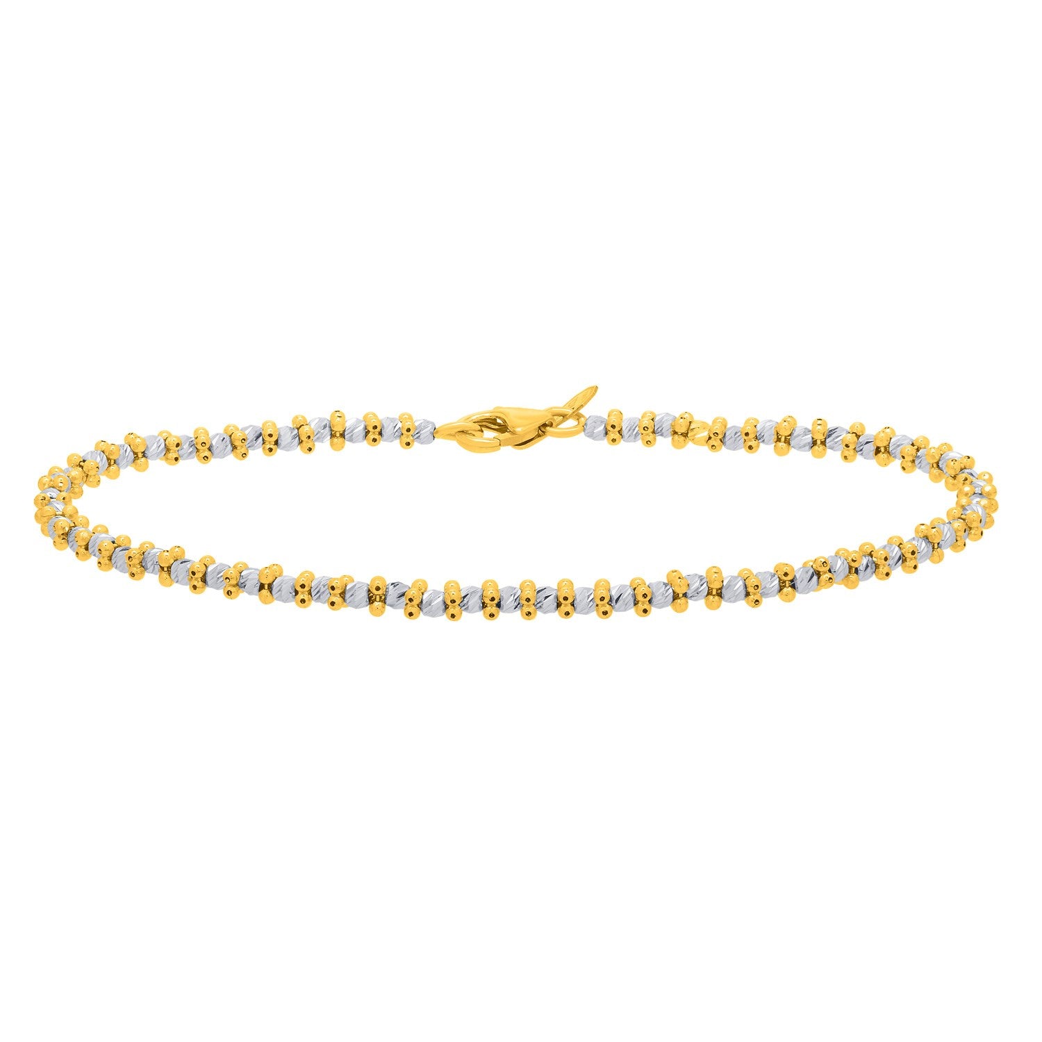 Two Tone Pallina Bead Bracelet in 14K Gold (2.60 mm)