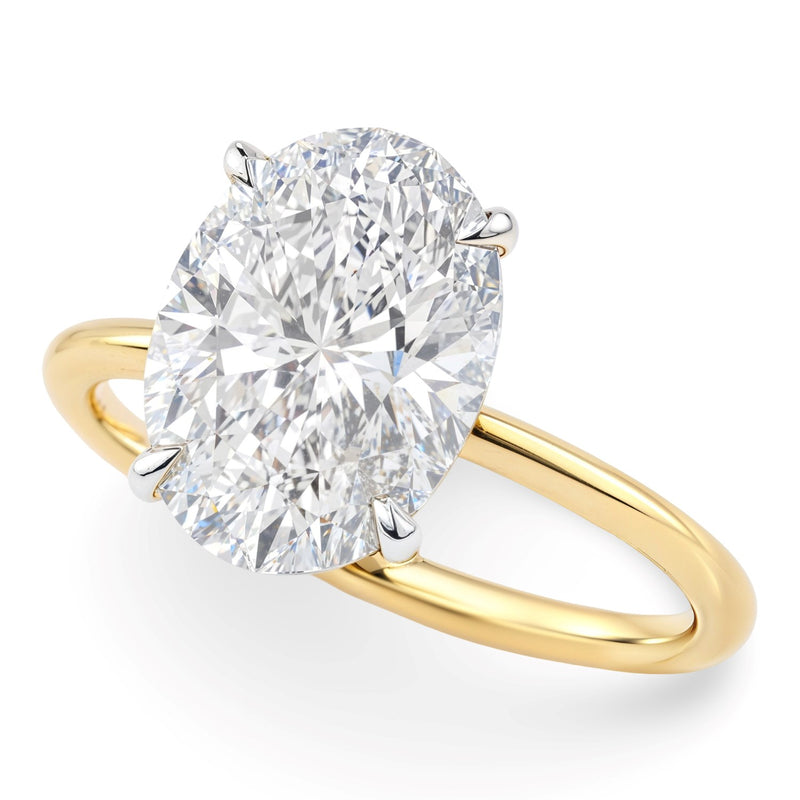 5 Carat Oval Lab Grown IGI G/VS1 Diamond Solitaire Ring in 14K Gold