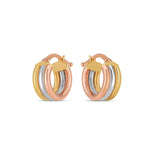 14k Tri Color Gold Trilogy Hoops - Lindove
