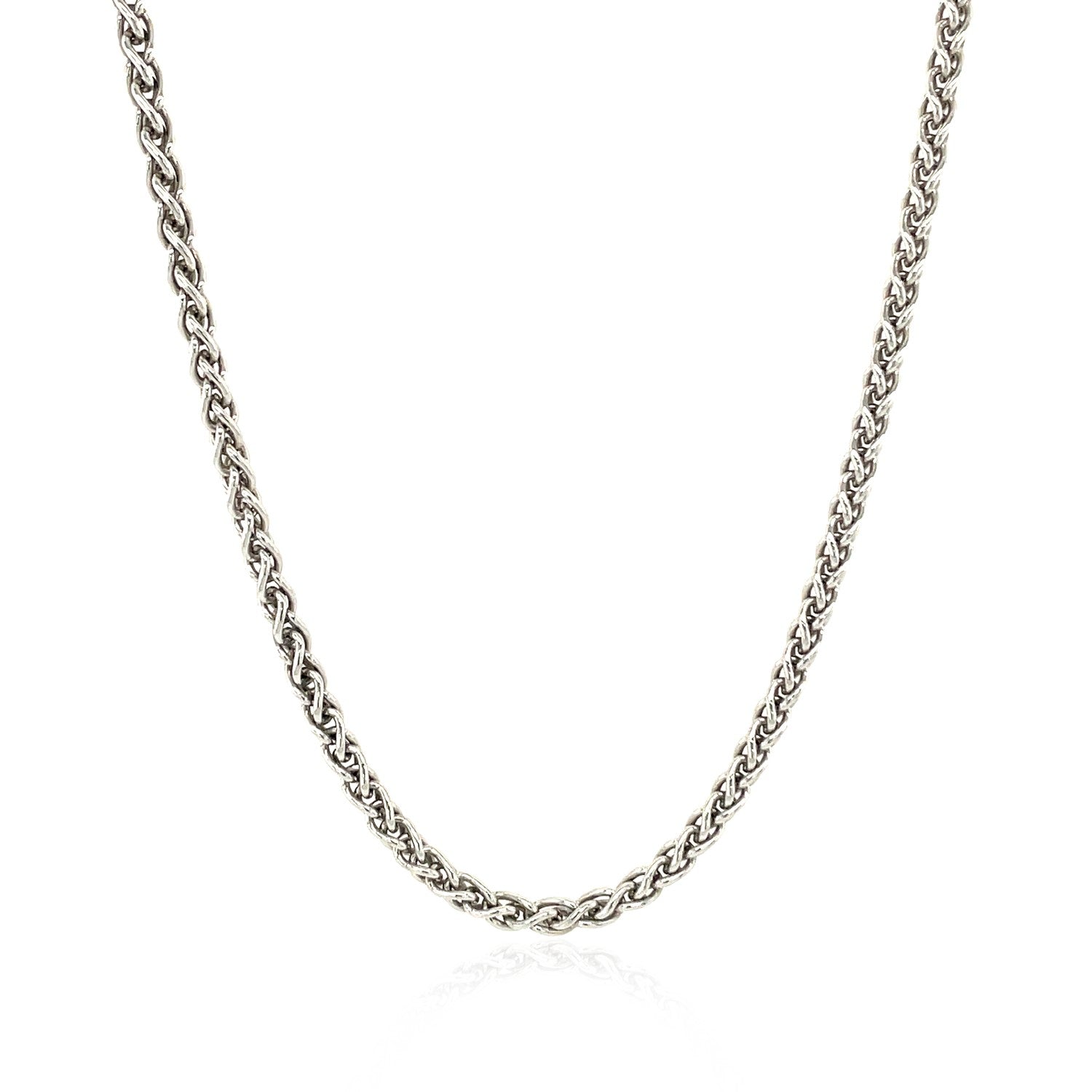 Sterling Silver Rhodium Plated Wheat Chain (2.60 mm)