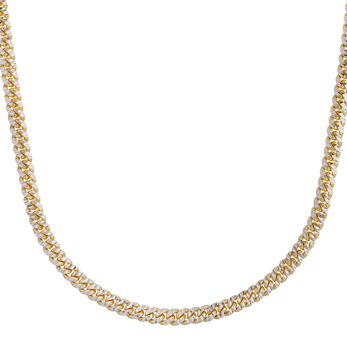 Classic Miami Cuban White Pave Solid Chain in 14k Yellow Gold (6.00 mm) - Lindove