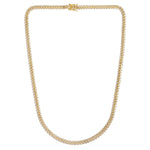 Classic Miami Cuban White Pave Solid Chain in 14k Yellow Gold (6.00 mm) - Lindove
